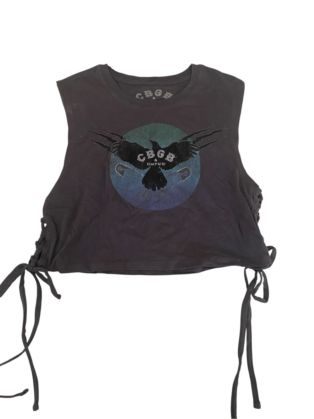 CBGB GREY CROPPED SIDE TIE TANK SIZE LARGE
